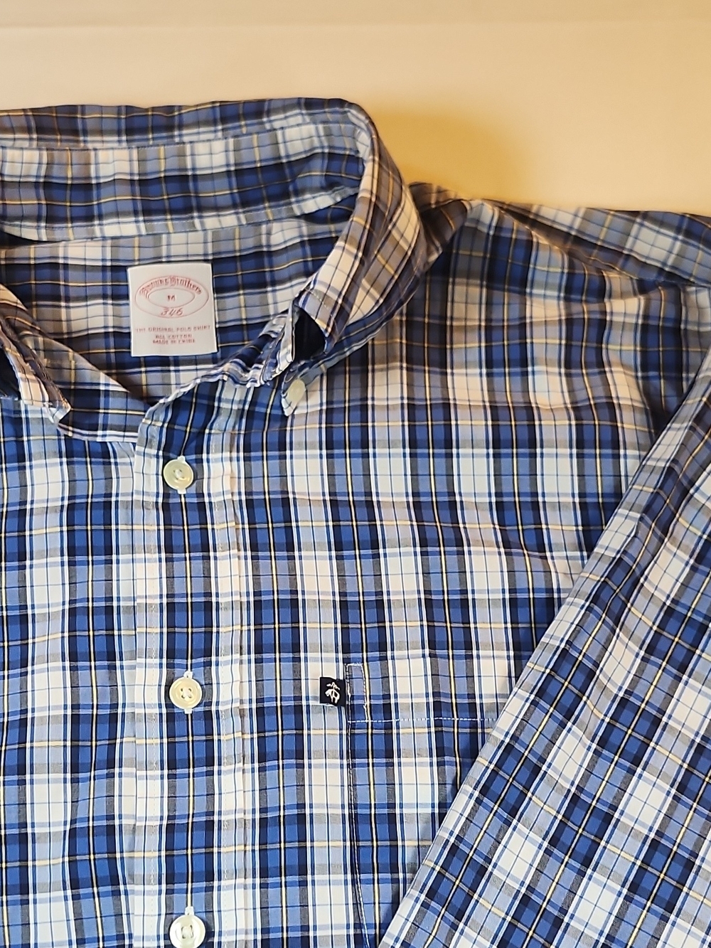 Brooks Brothers Blue and White Plaid Button-Down Shirt